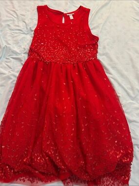 Cat & Jack Red Sequin lights Tulle Party Festive Dress